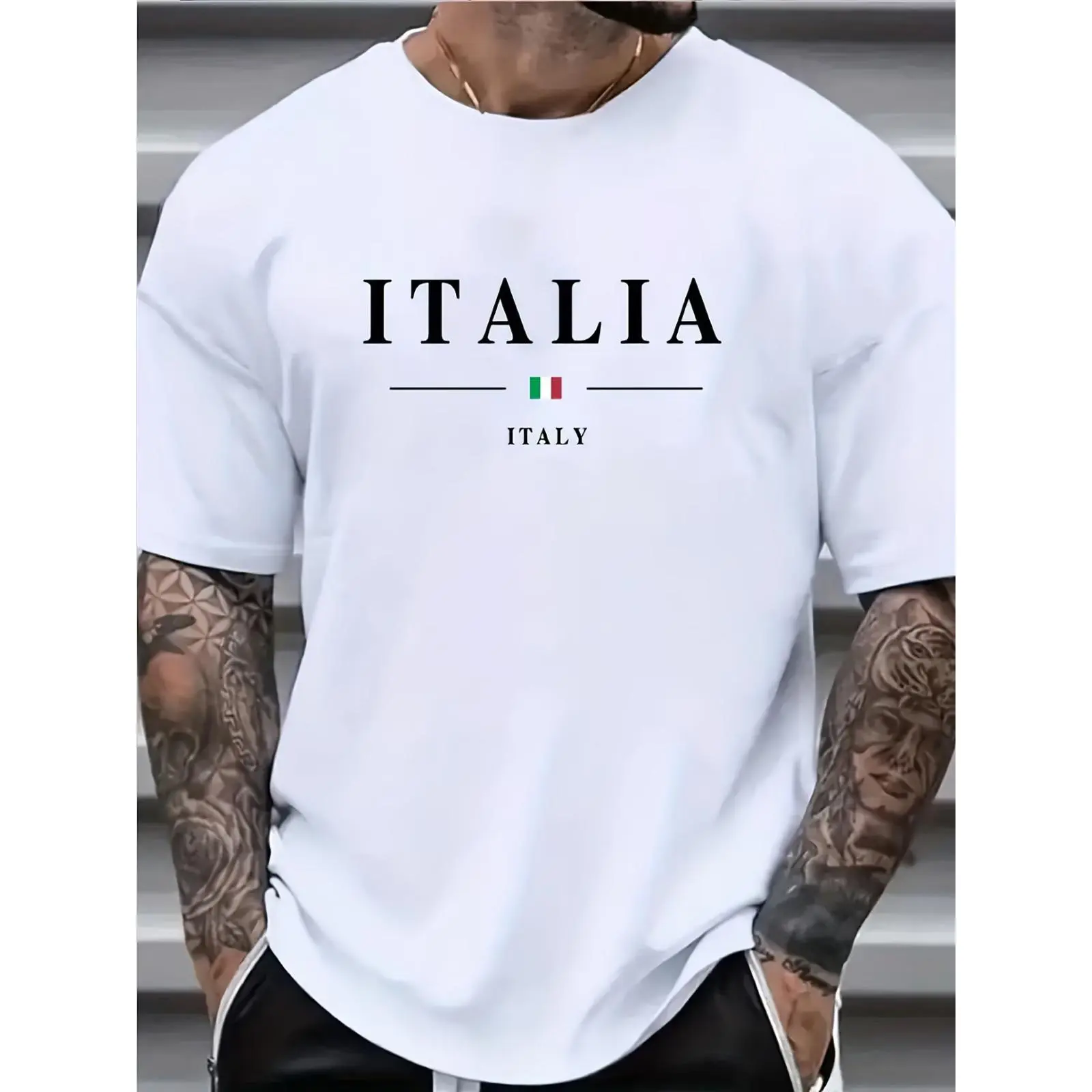 Men Italia Italy Flag Graphic T‑Shirt, Casual Crew Neck Short Sleeve Tee, Patriotic Italy Country Pride Top For Daily Holiday Gift