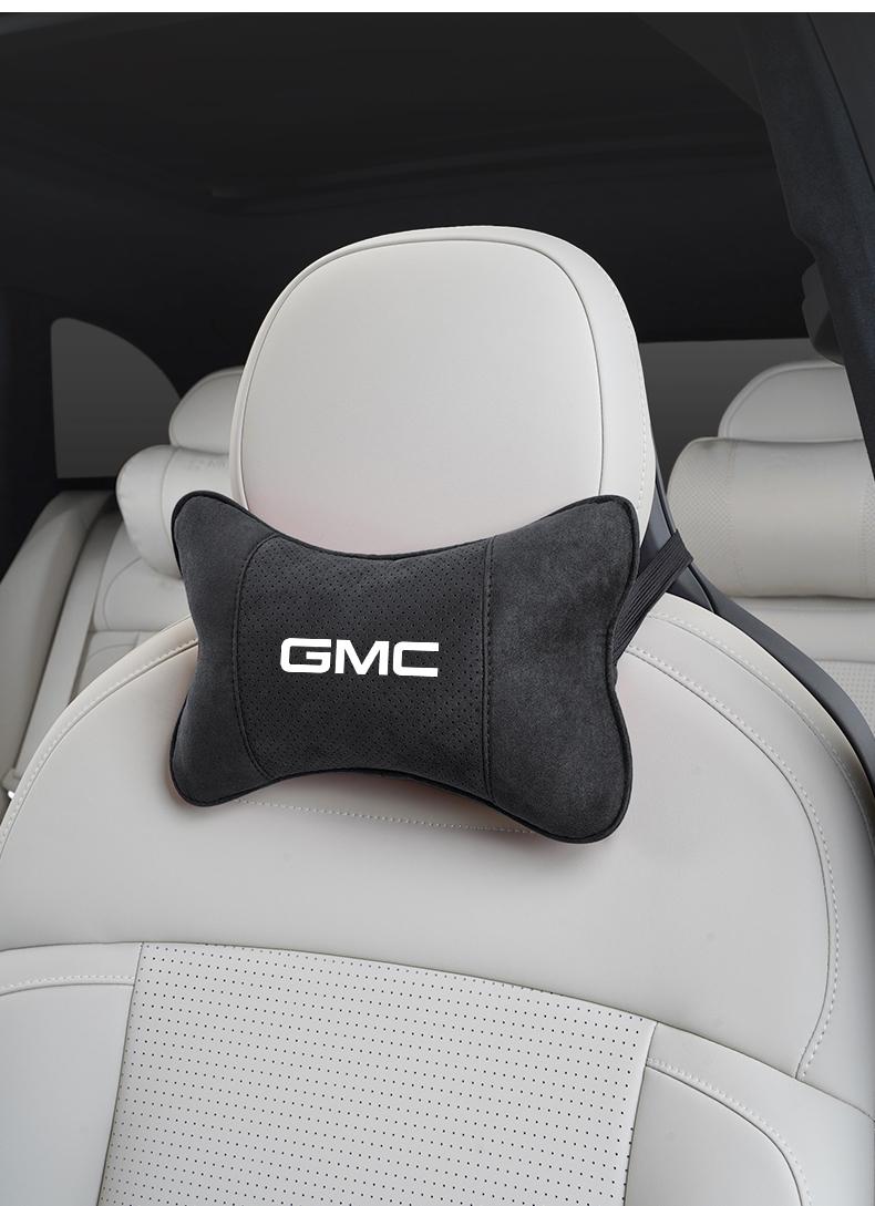 Car Suede Headrest Neck Support Auto Seat Accessories For GMC Terrain Sierra Canyon Yukon Acadia Savana Denali AT4 Granite