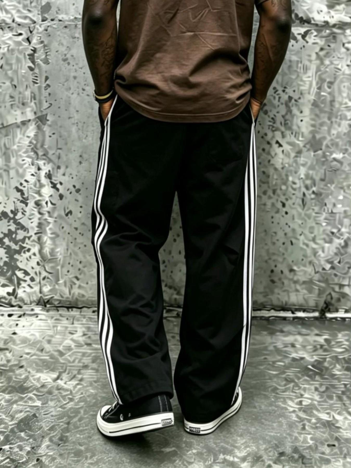 Summer Japanese Samurai Style Ice Silk Quick-Dry Sports Pants, Men's Loose Fit Striped Ankle Pants, Elastic Breathable Casual Trousers