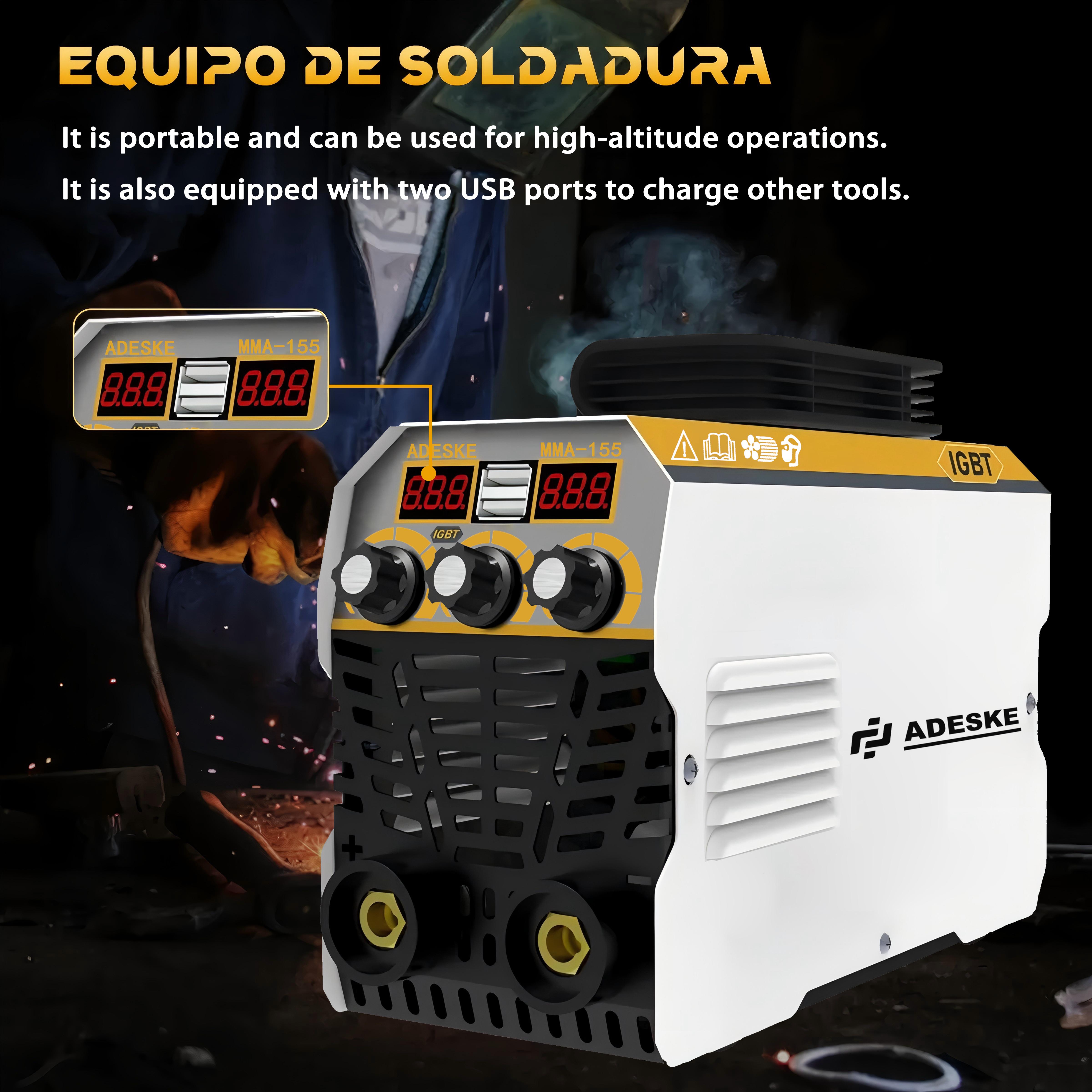 ADESKE 120A Stick Welder MMA-155 – Portable Welding Machine, Dual Voltage 110V/220V, Digital Display Arc Welder with Welding Kit