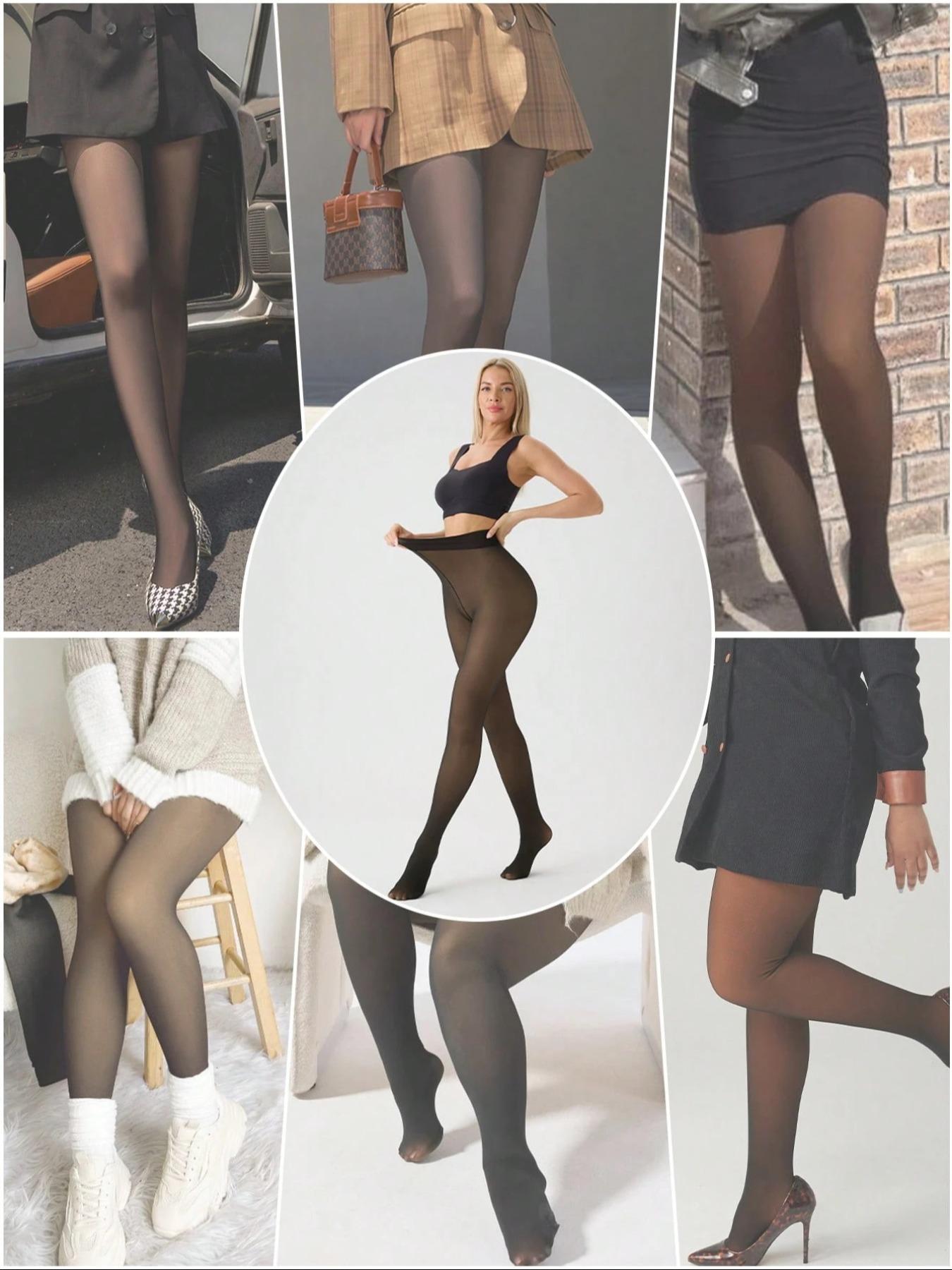 Fleece-Lined High-Waist Tights, 200g Thick Warm Leggings, Multiple Colors, All-Season Wear, Perfect for Cold Weather & Daily Use