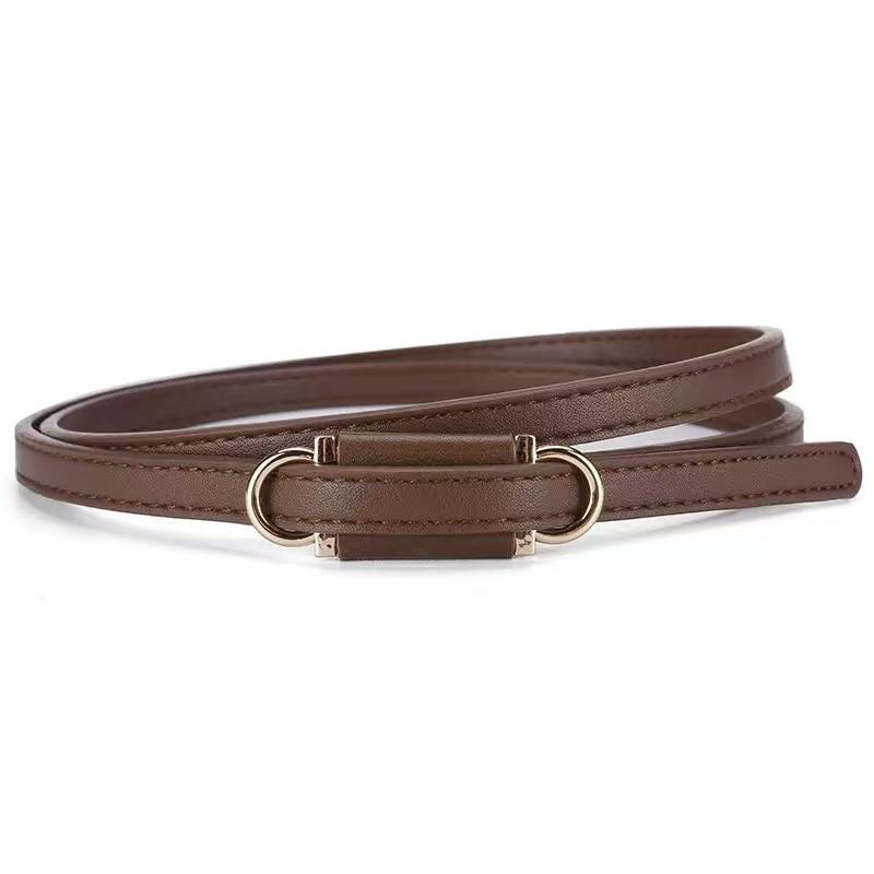 Adjustable Thin Belt with Dual Buckles, Soft Style Waist Cinch Strap, Multi-Color Options, Dress & Sweater Accent Belt