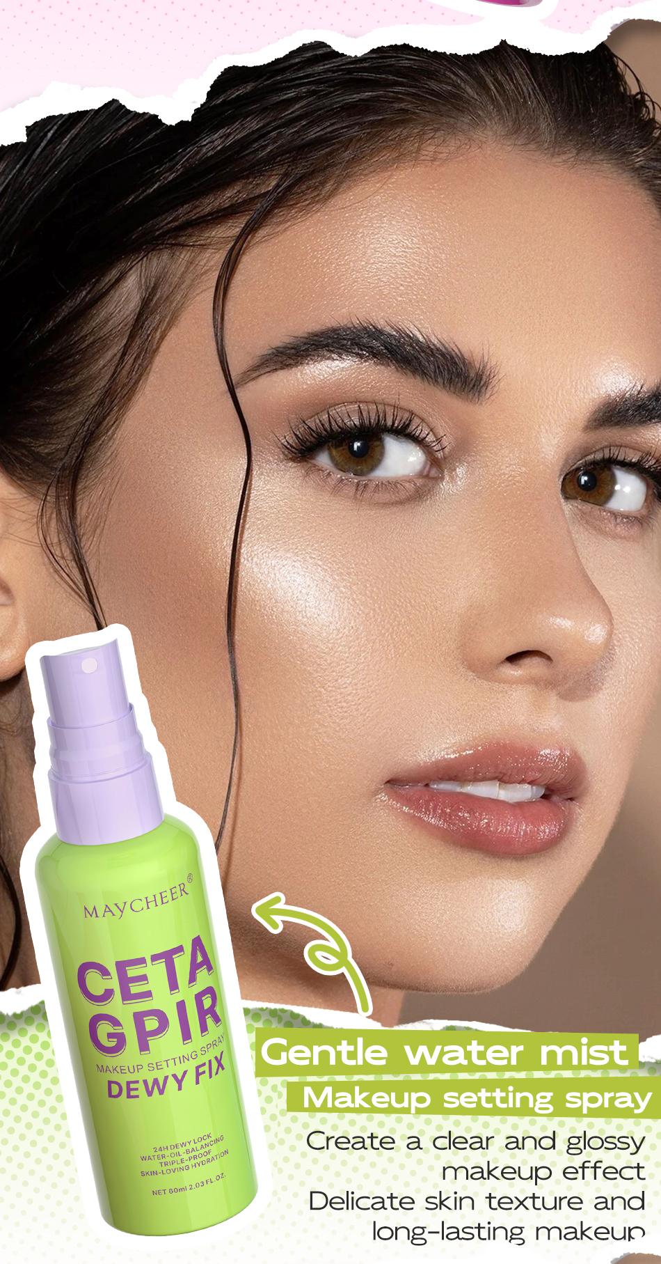 Maycheering Get Grip Matte Water Gloss Setting Spray, Makeup Setting Mist, Makeup Fixing Spray - 2.03oz Waterproof Oil Control Moisturizing Setting Spray, Light Lasting Formula, Anti-smudge, All Day Lasting Setting for Sensitive Light Skin