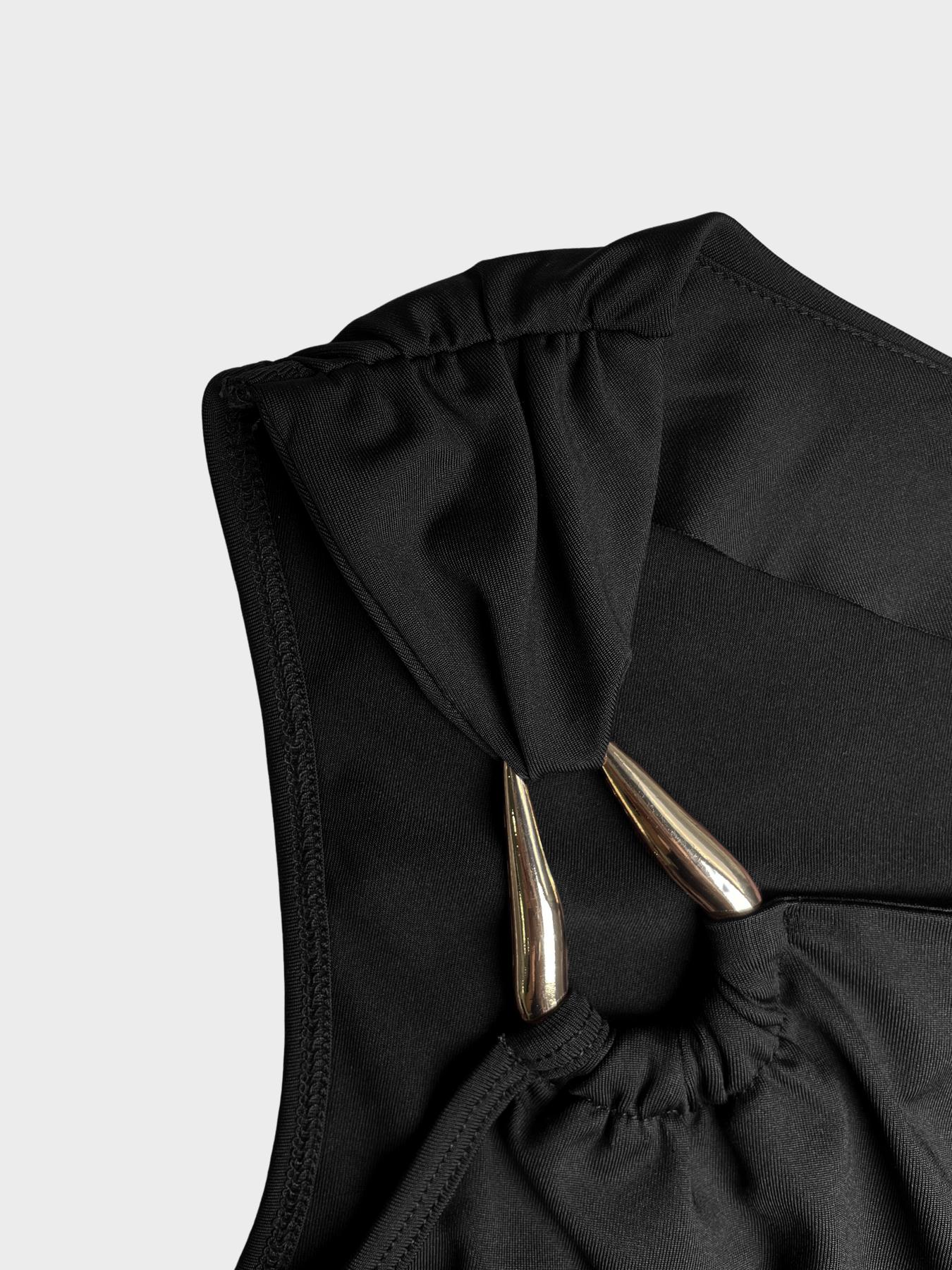 1 Piece Asymmetric Shoulder Ruched Crop Top | Euro-American Y2K Vibe | Cropped Design + Cold Shoulder Detail | Eye-Catching Pick for Weekend Shopping / Music Festivals