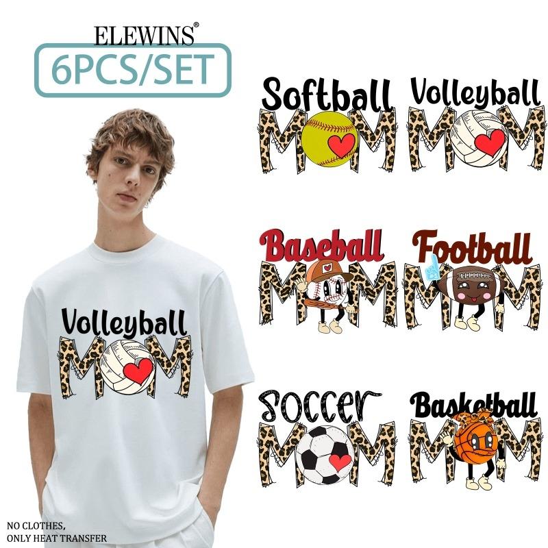 6 Sheets Baseball Mother's Day Heat Transfer Vinyl HTV Gold Foil DTF Transfer for T Shirts Hoodies Jeans Bags Pillows Washable Iron on Vinyl for Men Women