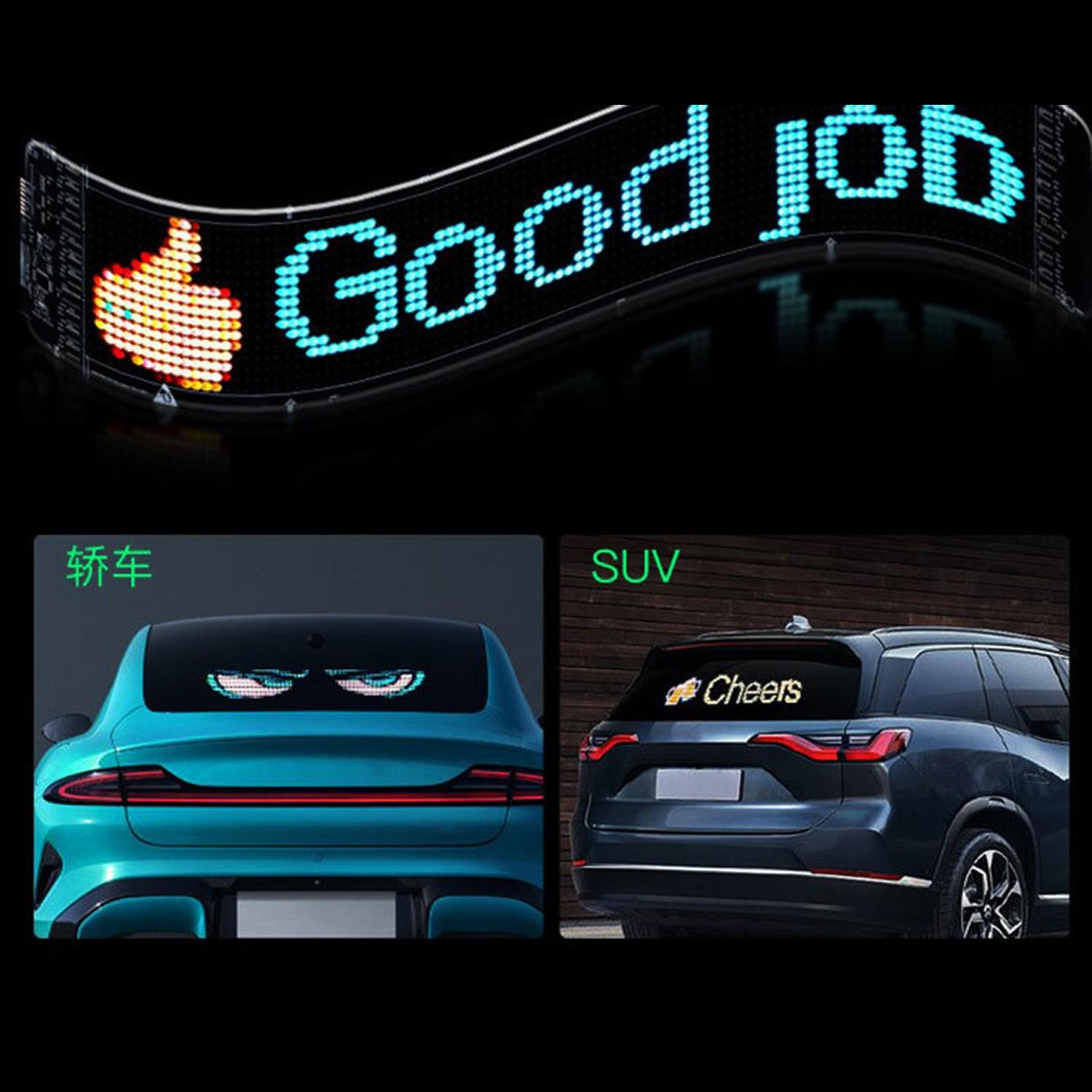 Programmable LED Flexible Screen, Car Electronic Display, Soft Screen Window Glass Decoration Light, USB Plug, APP Programming, Universal Fit, LED Lights