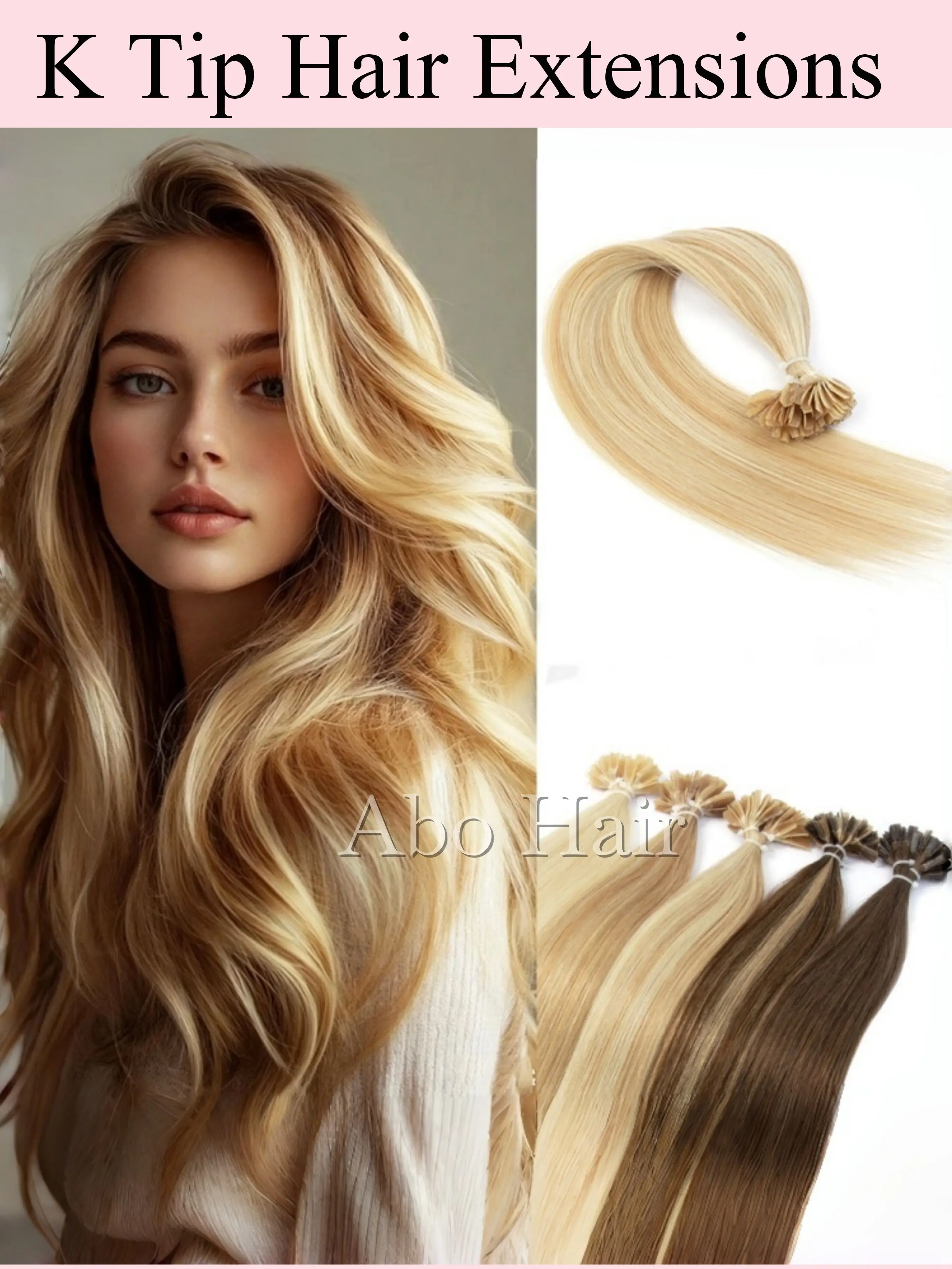 50 Strands K Tip Hot Fusion Keratin Hair Extensions, Silky Natural Straight Machine Remy Human Hair, 12''-22'' Hairpiece, Quick Install & Remove