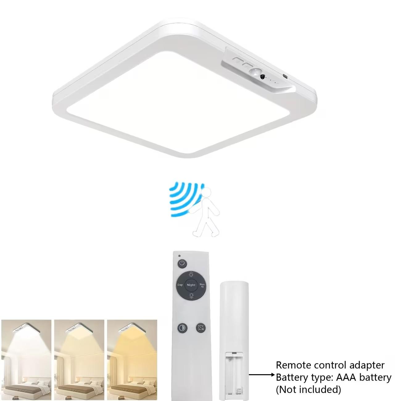 Smart Sensor Ceiling Light, Rechargeable Design, Adjustable Brightness & Color Temperature, Dual Sensing for Hallway, Stairs, Closet, Bathroom