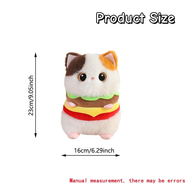 Hamburger Cat Plush Toy, Fun Home Decor, Birthday Gift, Mother's Day Gift, Christmas Gift, Unisex, Model Jsb20250101