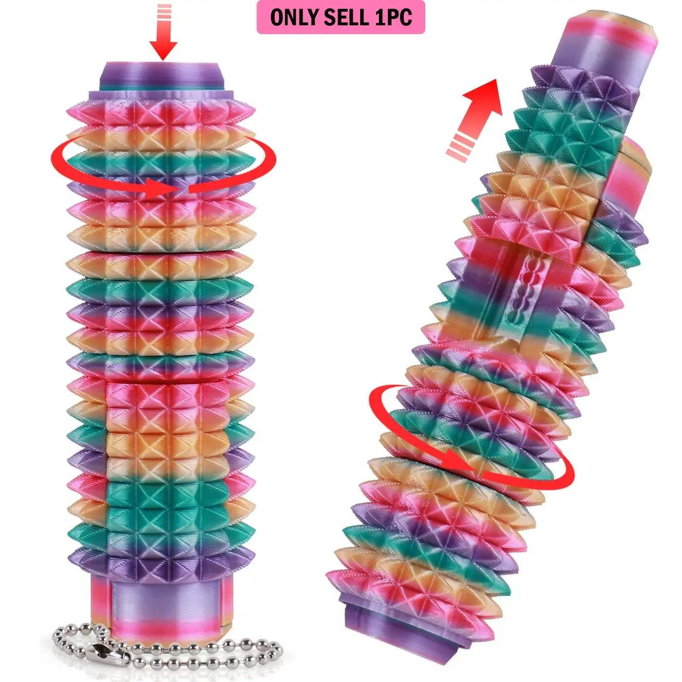 5-In-1 Spiky Sensory Fidget Toy for Adults, Pain Stimulator with Cicker, Spinner, Slider, Roller, Stress Relief, Portable Keychain, Fidget Clicker, Pocket Stress Relief