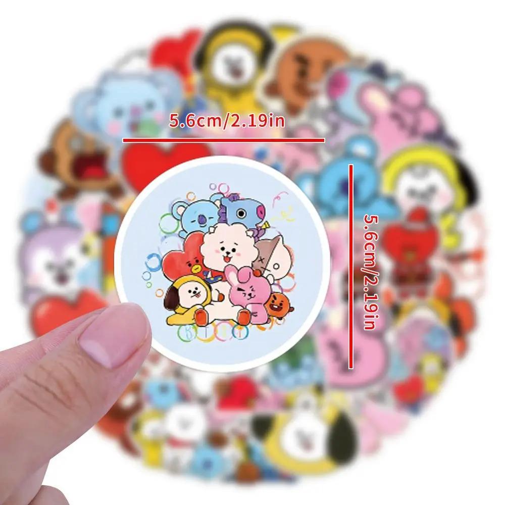 New BT21 koya RJ Shooky Mang Chimmy Cooky 55 Stickers High Color Value Cartoon Printed Phone Case Desktop Waterproof Decoration