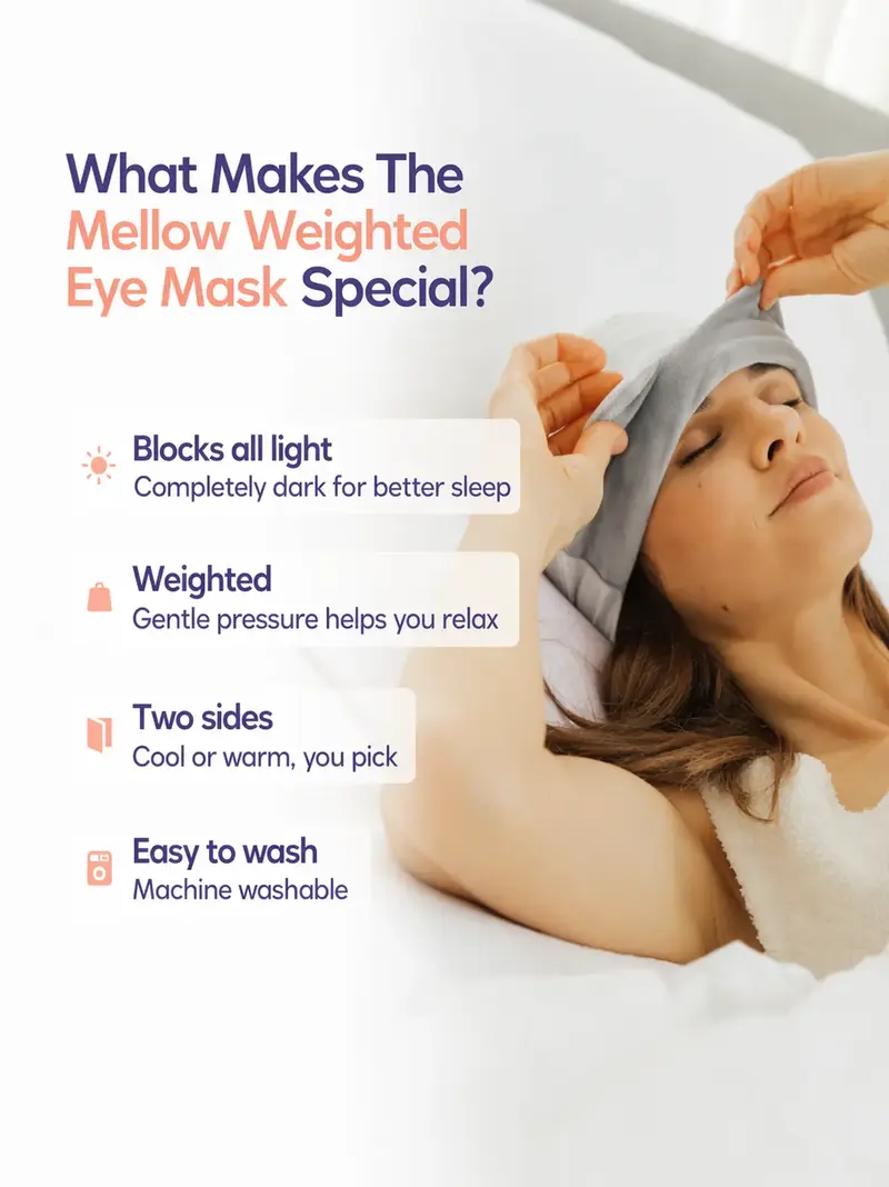 Mellow Sleep | Lights Out Weighted Eye Mask – Strapless 360° Wraparound Sleep Mask, Deep Pressure Relaxation Eye Mask for Better Sleep, Soft Comfortable Light Blocking Eye Mask for Travel, Naps & Stress Relief