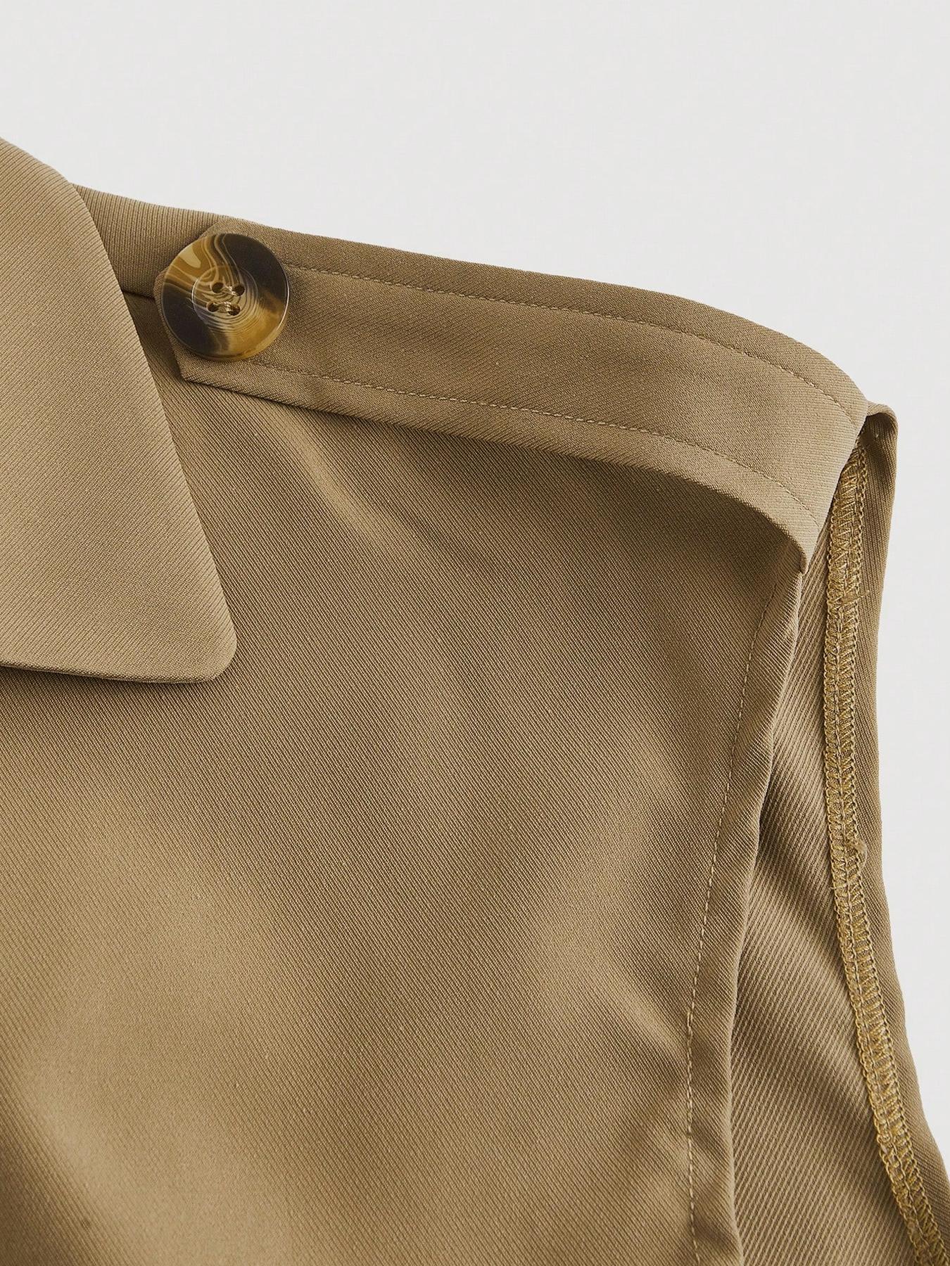 Women's High-End Vest Jacket, V Neck Dual Button Design, Waist Cinching Slimming Fit Fashion, Versatile Stylish Top, Spring, Womenswear