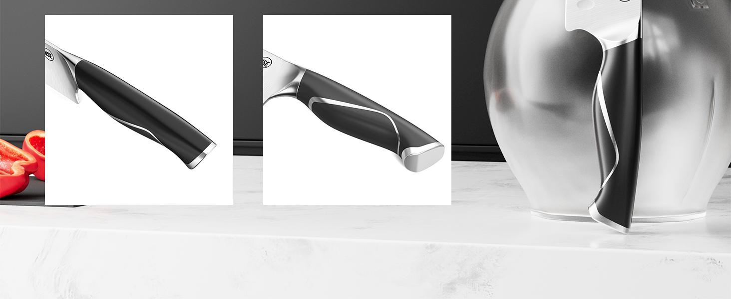 BRODARK Eclipse Series Kitchen Knife Sets with Block and Built-in Sharpener, 15 Pcs Full Tang Professional Chef Knife Set, NSF Certified Food Grade Stainless Steel Cutlery Set, Outdoorfun