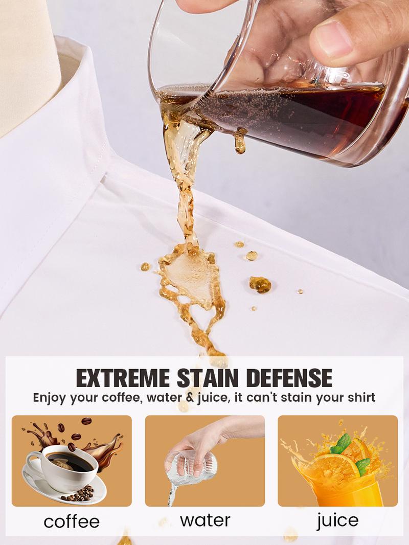 Alimen Stain Resistant Short Sleeve Mens Dress Shirts, All Business Casual Occasions Waterproof Button Down Shirts for Men, Classic Style & Regular Fit Business Casual Work Formal Water Resistant Shirts for Spring and Summer