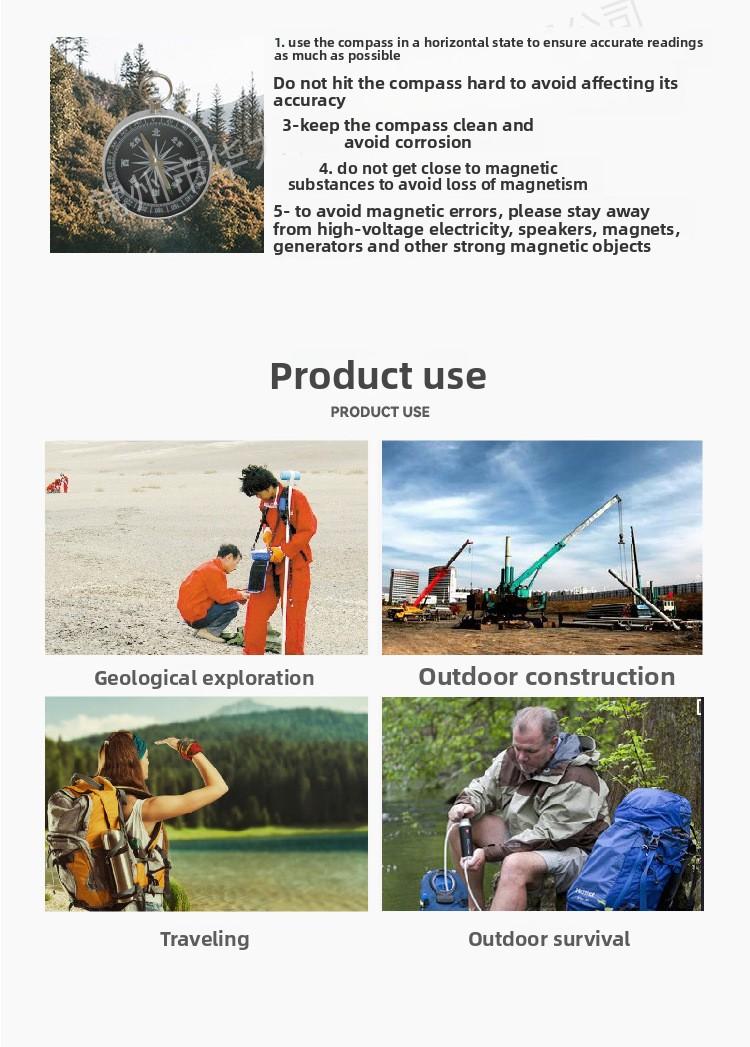 G44 Golden Aluminum Shell Outdoor Travel Wedding Gift Teaching Compass Laser LOGO North Pointer for Camping, Outdoor Hiking, and Night Use