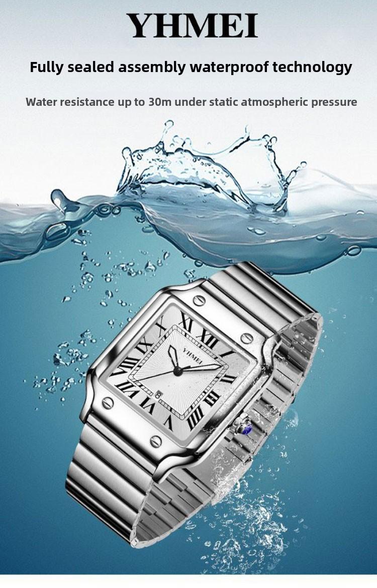 Women's Men's Unisex Square Watch - Silver Stainless Steel Band, Roman Numerals, Date Display, Waterproof Quartz Wristwatch, Fashion Casual Retro Wristwatch, Perfect Gift