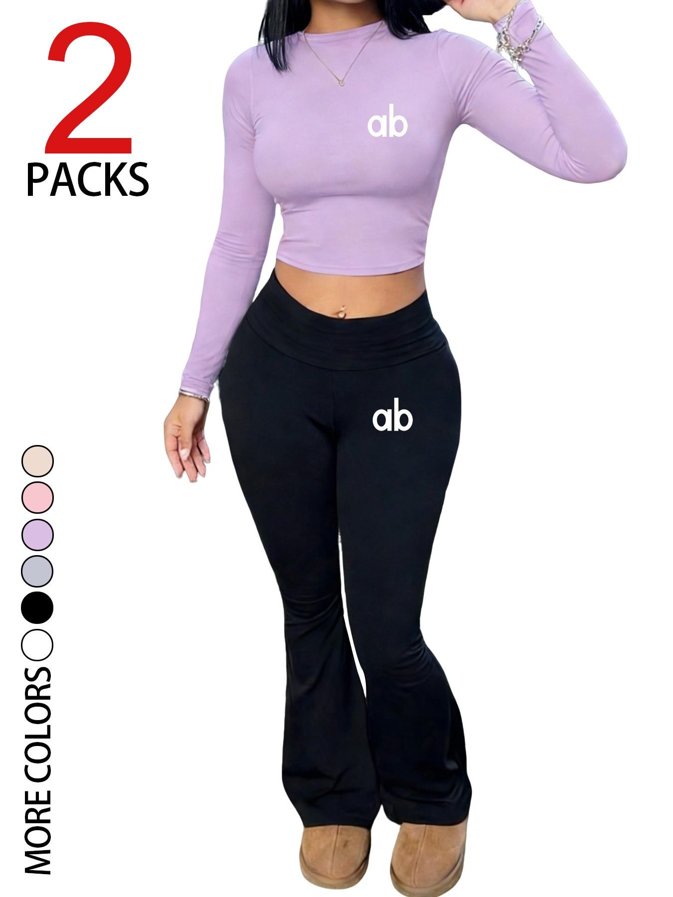 2 Piece Women's Casual Set, Relaxed Fit Long Sleeve Top + Slim Flare Pants, Soft Comfortable Fabric, Perfect for Outdoor and Travel Outfit