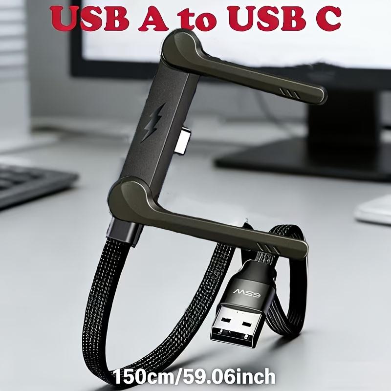 65W Flat Braided Fast Charging Cable,  Phone Holder | 2-in-1 Foldable Holder, Durable Multifunctional Charging Cable Suitable for Smartphones and Tablets, Samsung Type-C Charging Cable