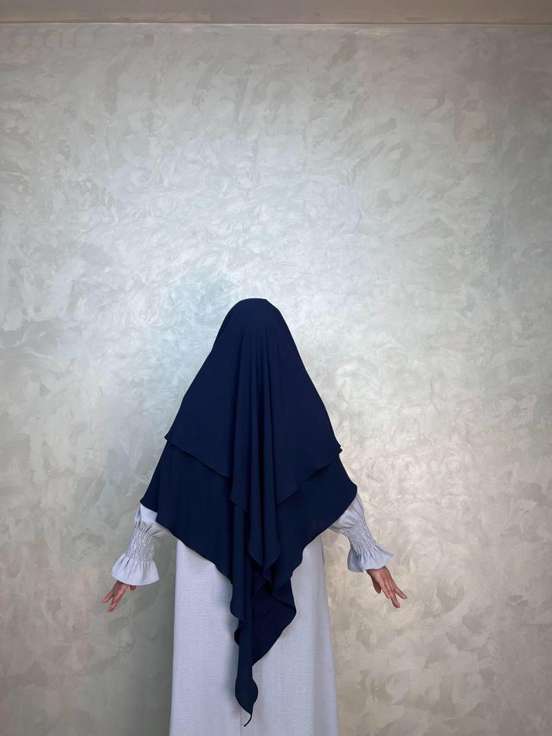 Muslim Women's Two-Layer Long Scarf, Modest Style Headscarf, Khimar, All Seasons Wear, No Ca Prop 65 Warning, Perfect for Daily Use