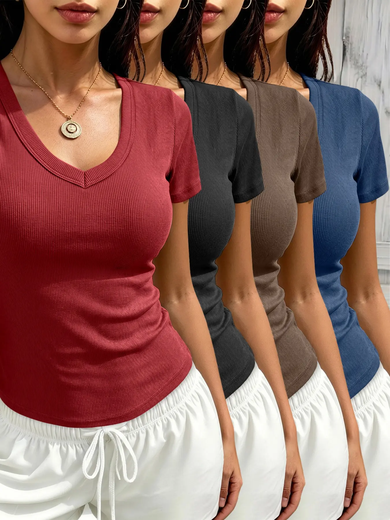 Red + Black + Coffee Brown + Blue