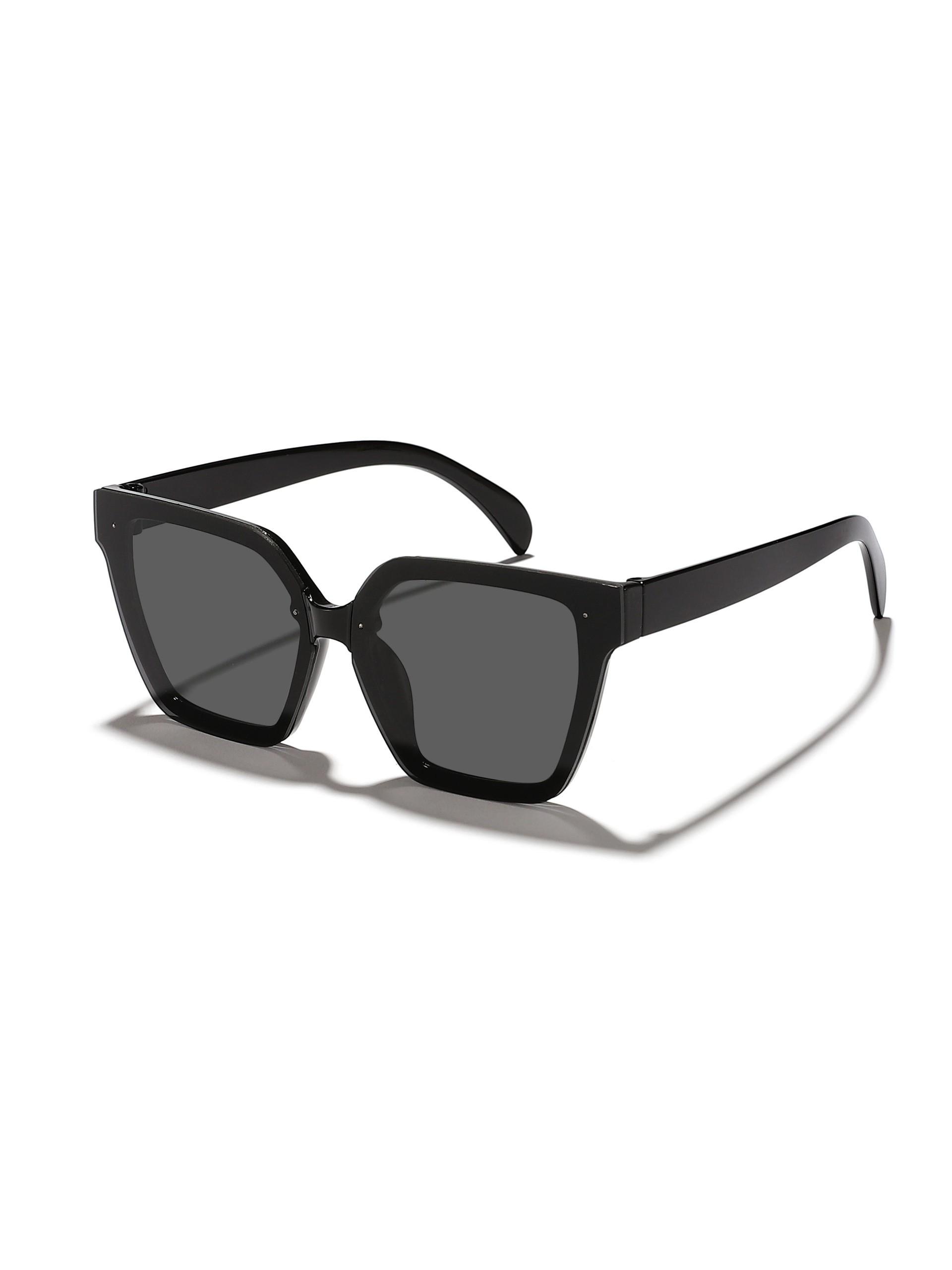 Unisex Square Frame Sunglasses, Casual All-Over Print Design, Decorative Lens, PC Material, Perfect for Daily Wear & Leisure