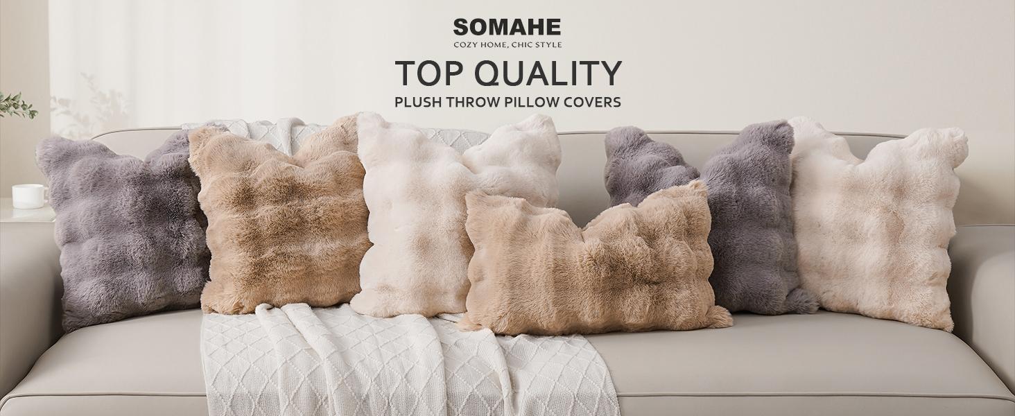 20x20 Pillow Covers Set of 2 Throw Pillows Covers for Couch Plush Decorative Pillowcase for Farmhouse Sofa Pillow Cover Cream White