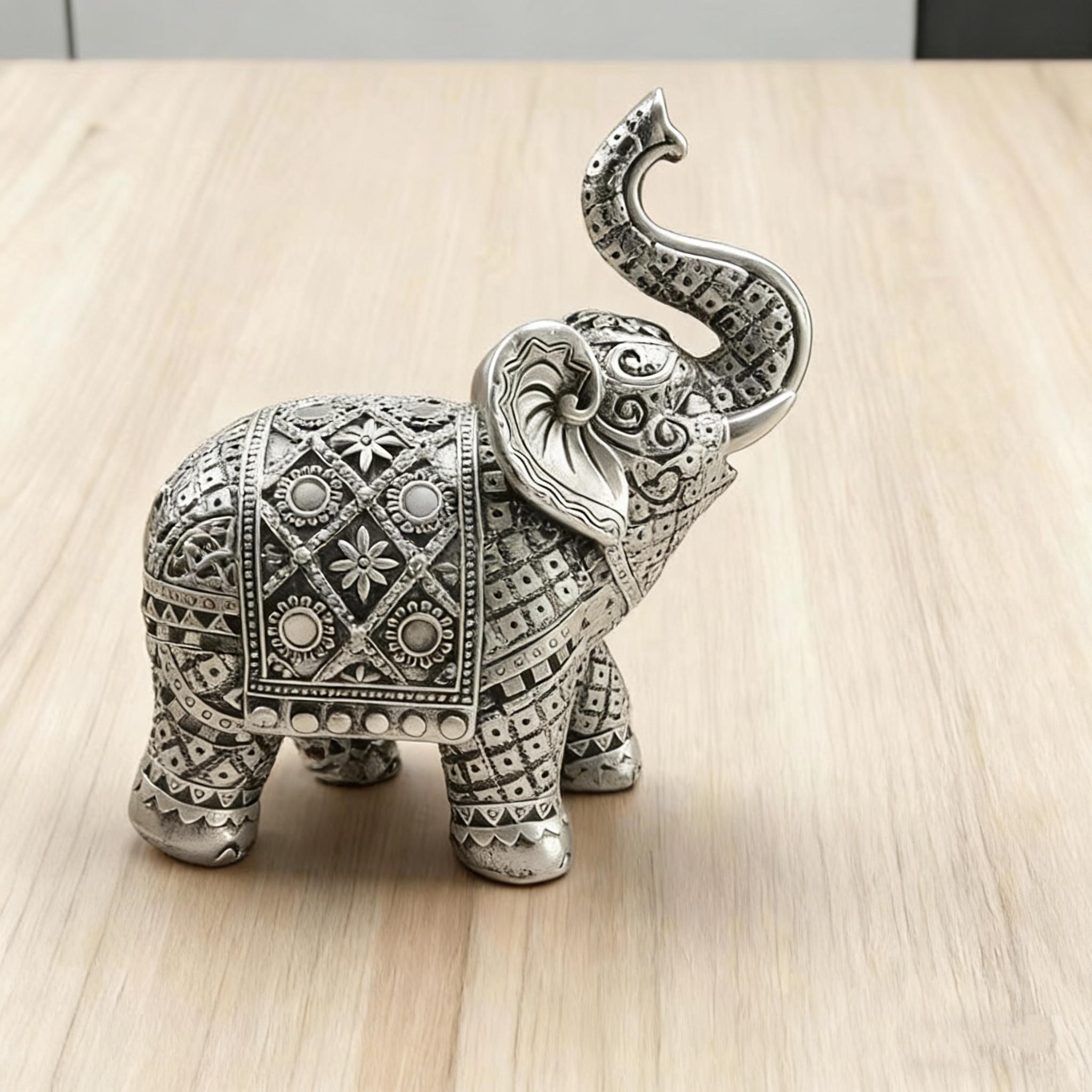 Lucky Wealth Elephant Decoration, Resin Statue Art Craft, Bookshelf Home Living Room Office Cafe Decor, Room Desktop Display Entrance Decor