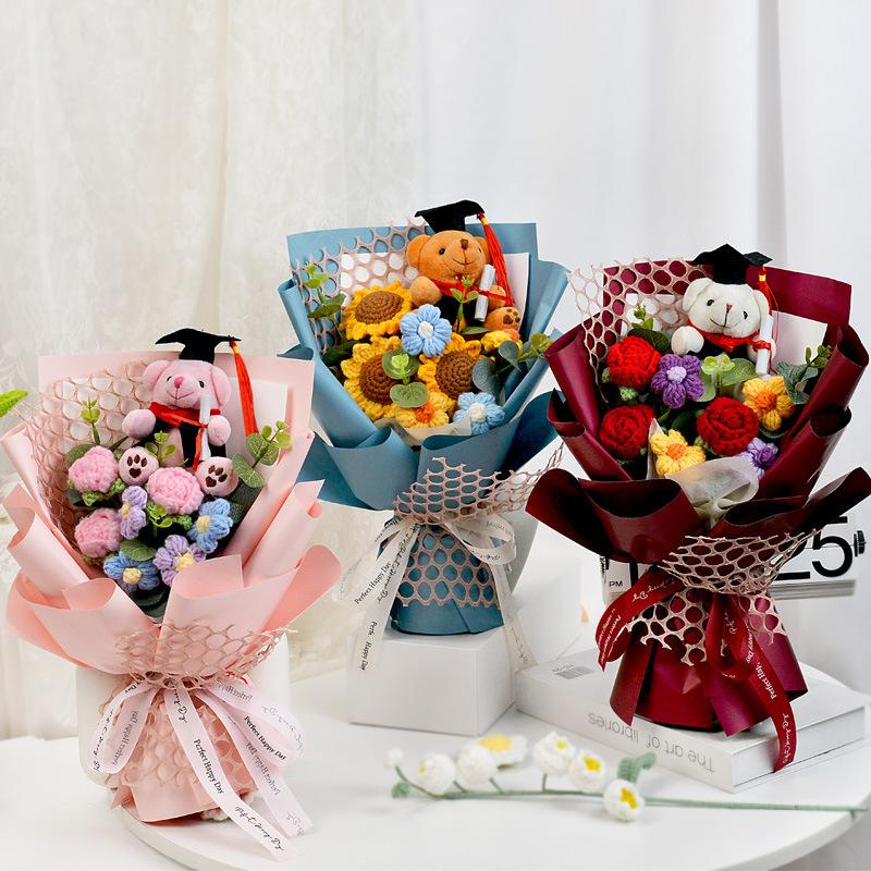 Hello Kitty Cartoon Plush Bouquet Anime Rose Flowers Doll Home Wedding Decoration Christmas Valentine's Day Gift