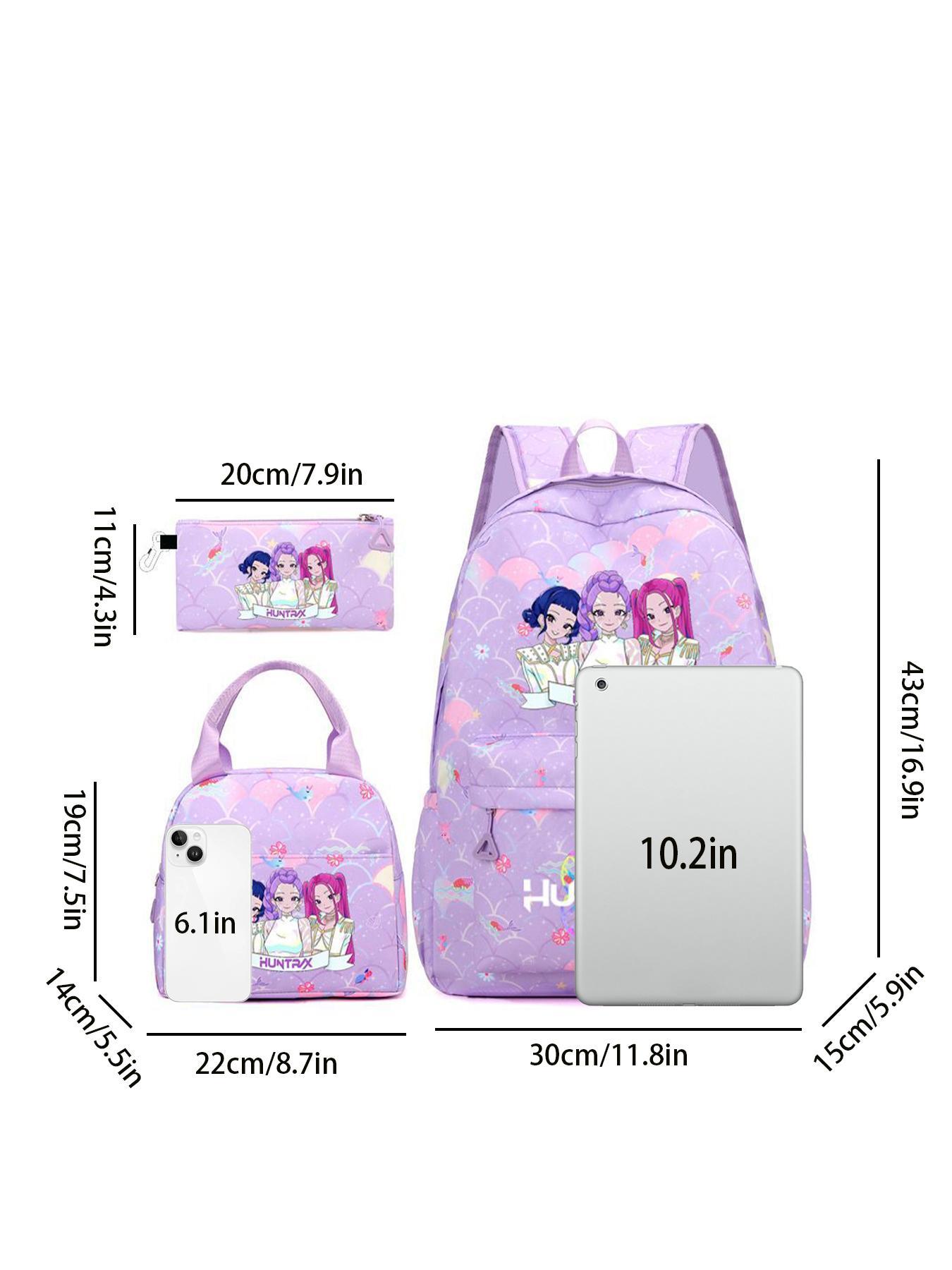 Women's Large Capacity Backpack Set, Kpop Girl Group Print Zipper Closure, Fashion Versatile Trendy Bag for School Campus Commuting Shopping, Multi Compartment Backpack