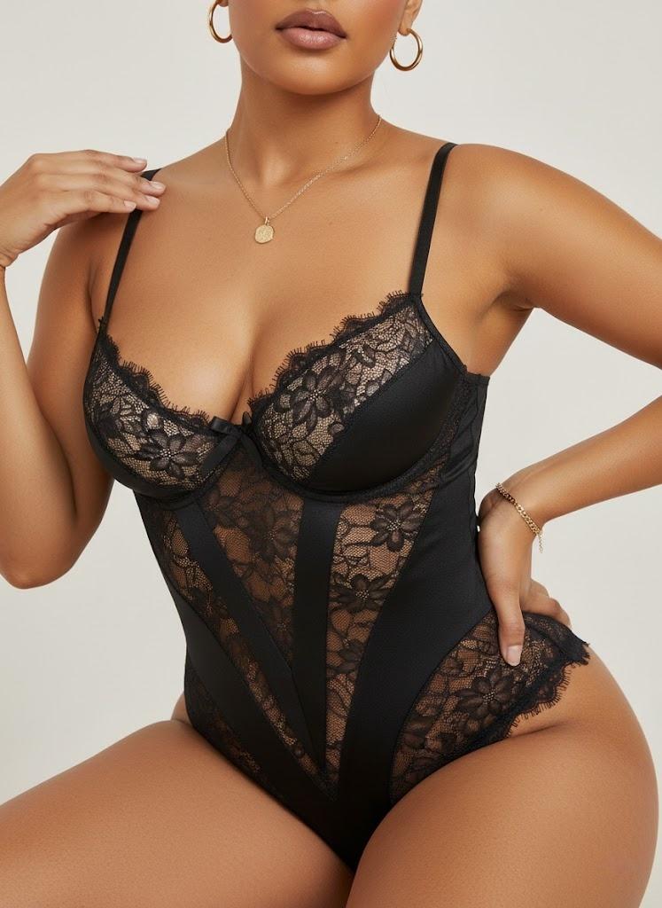 Women's Lace Bodysuit, Sexy Tight-Fitting One-Piece, Elegant and Chic Design, Perfect for Special Occasions, Comfortable and Stylish