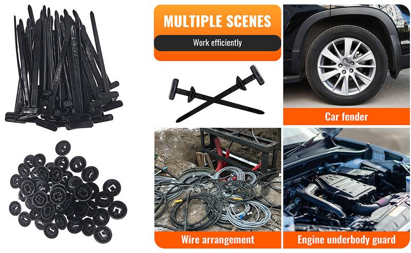 100pcs Nylon Universal Cable Tie Buckle- Waterproof & Anti-Rust Self-Locking, -40°C~130°C Extreme Proof for Car/Home/Garden, Lifetime Supply Pack｜TTV  daily repair bundle