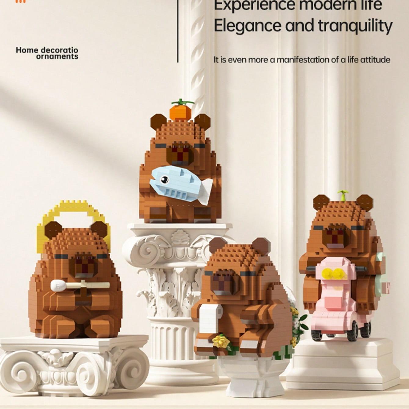 Capybara Building Blocks Toy Kit, Creative Animal Building Blocks Model, Relaxing Creative Assembly Toy for Birthday and Holiday Gifts