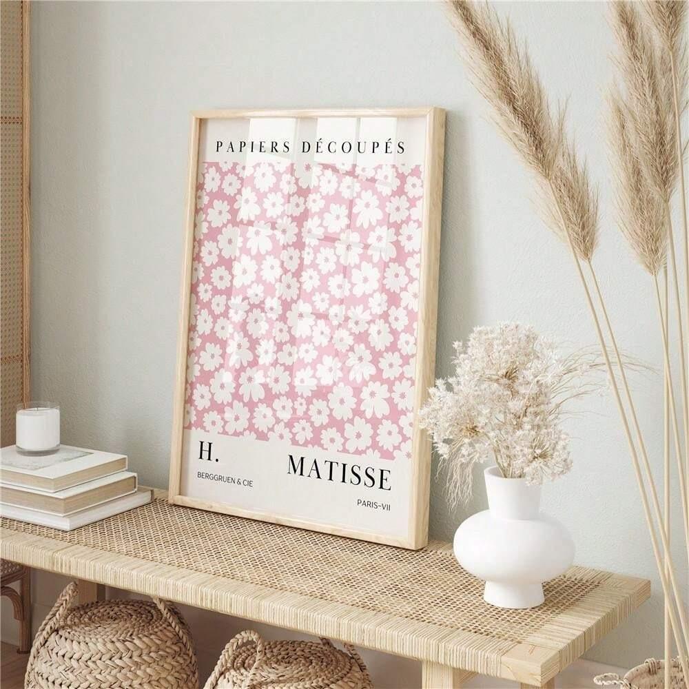 Matisse Flower Market Poster, 3 Counts/set Flower Pattern Wall Art, Exhibition Poster, Wall Art, Living Room Pink Floral Art, Decor, Unframed Art Print