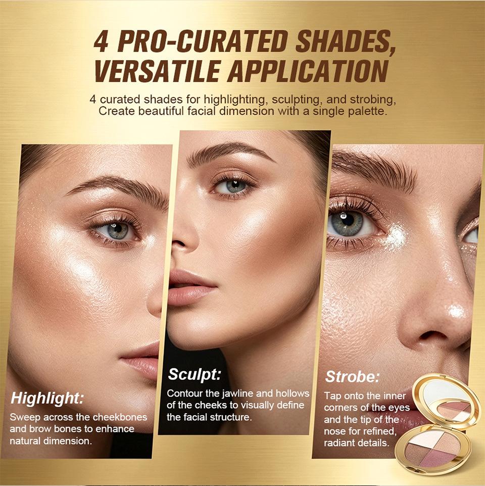 Four-Color Eye & Cheek Multi-Use Palette, Highlighting and Contouring, Versatile Makeup Tool, Enhance Your Look Effortlessly