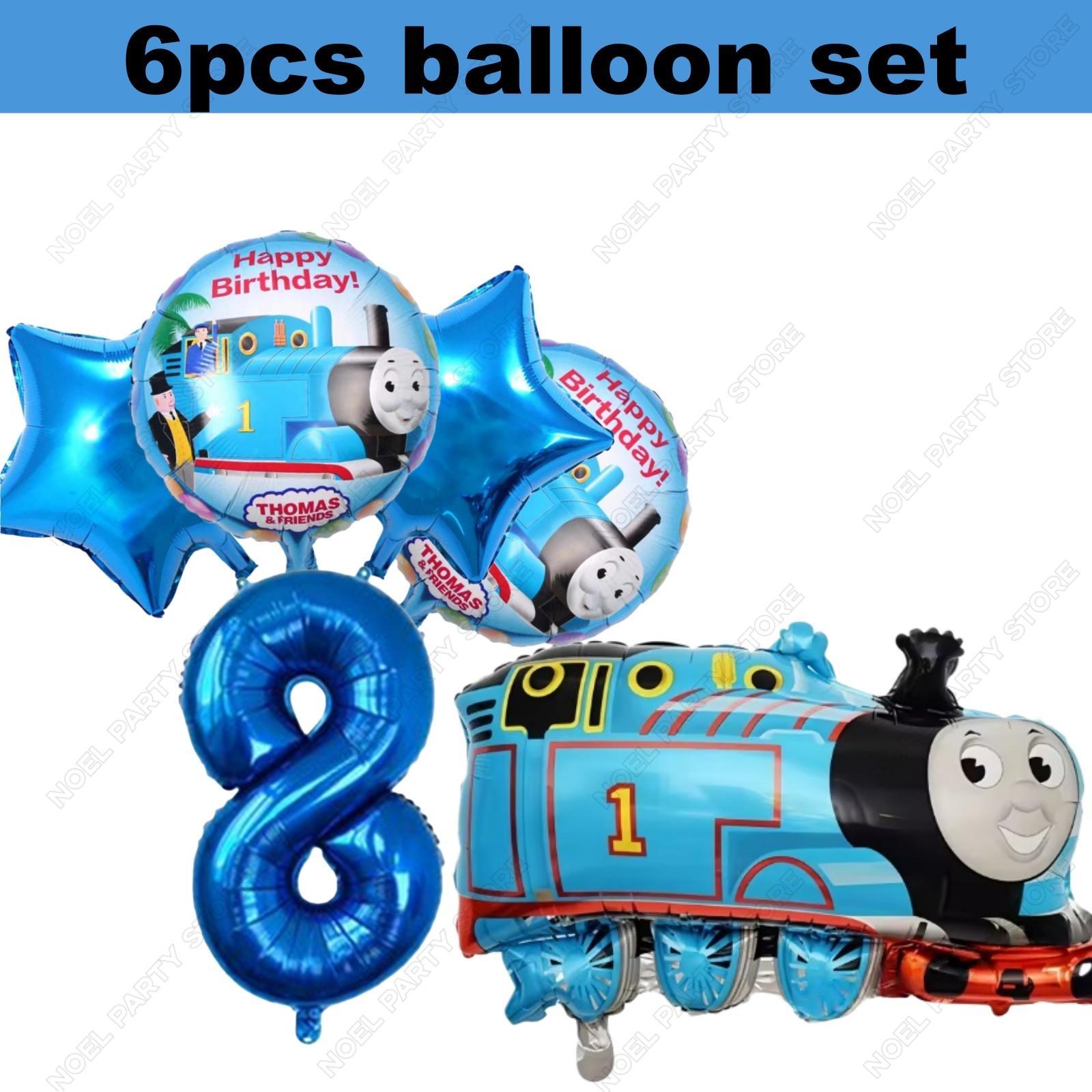 Extra-Large Cartoon Thomas Shaped Balloon Thomas The Train Theme Birthday Decorations for Ages 1-9 Aluminum Foil Balloon Set