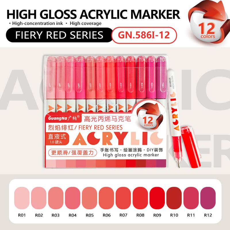 High Gloss Acrylic Paint Markers,1mm Bullet Nib Highlighter Acrylic Paint Pens,Bright Colors,Big Capacity ink,Wide Range of Uses,For Rock Painting, Canvas, Wood, Glass, Ceramic, Fabric, Plastic, Art Supplies, Coloring Book Markers