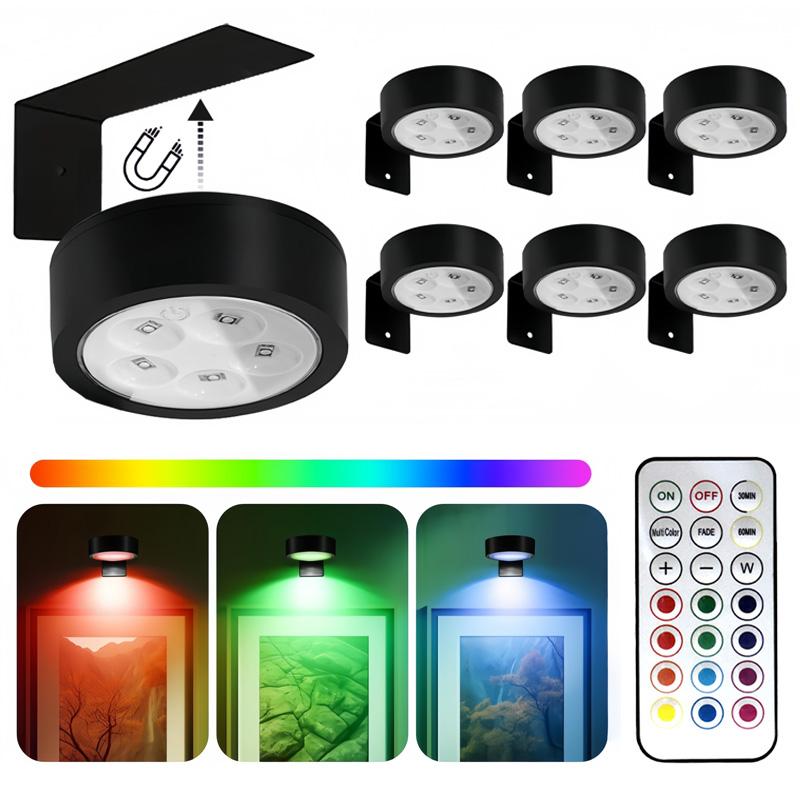 Battery-Powered Wireless Magnetic RGB Picture Light, Picture Frame Light, Adjustable Brightness with Timer, Ideal for Art Displays and Decoration