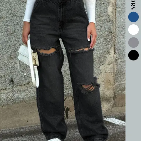 Women's Button Front Ripped Denim Jeans, Y2K Casual Fashion Pants for Daily Wear, Ladies Bottoms for All Seasons