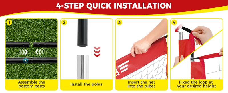 【Holiday Haul】BAGAIL Volleyball Net, 12ft/20ft Portable Volleyball Net for Backyard - Adjustable Height, Heavy-Duty Frame, Freestanding Design - Portable Outdoor/Indoor Volleyball Set with Carry Bag family sport