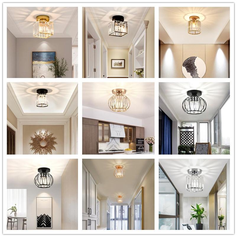 /gold Corridor Light, Nordic Modern Minimalist Entryway Balcony Lamp, Trendy Luxury Crystal Ceiling Light, No LED Bulb Included