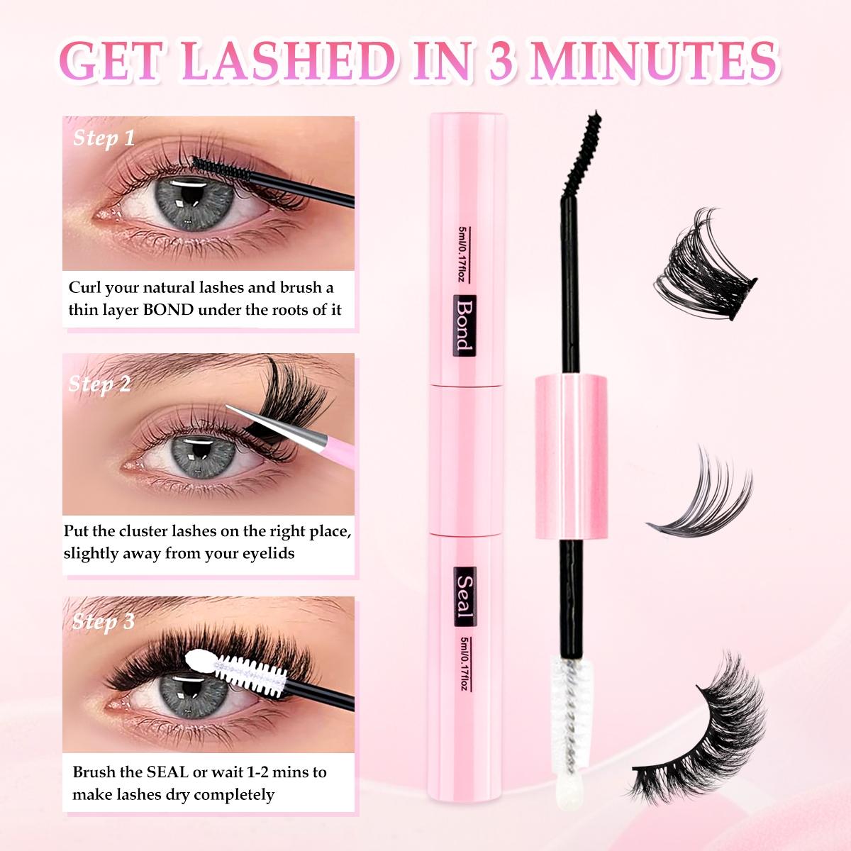 80D Eyelash Growth Kit, Independent Lashes with Dual Glue Tweezers, D Curl Mixed Lengths, Non-Toxic, Easy Application, Perfect for Home Makeup