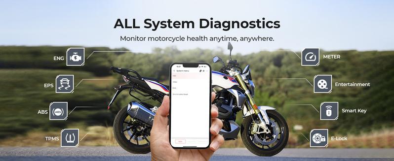 TOPDON TopScan Motorcycle Diagnostic Tool, Wireless Motorcycle OBD2 Scanner Fits for Harley, Ducati, BMW, All Systems Motorbike