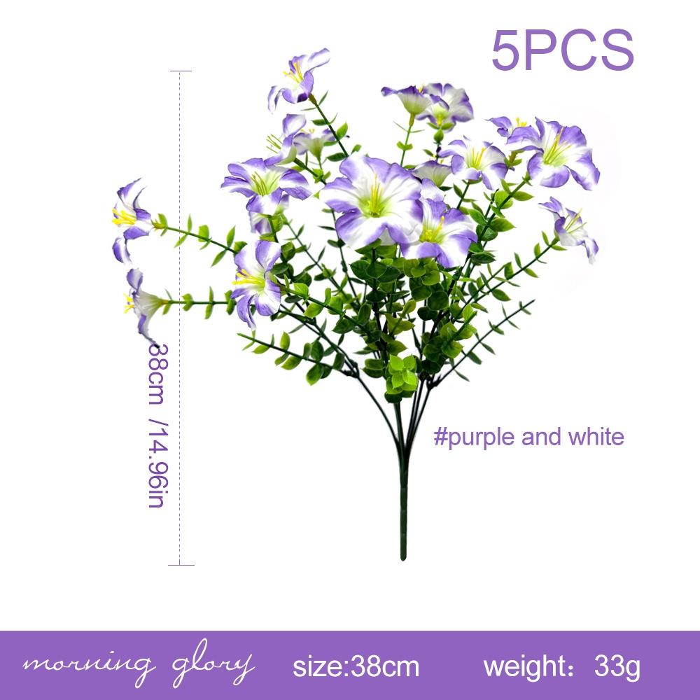 5 Counts Eucalyptus Bellflower Bouquet, UV Resistant No Water Care, Ideal for Floral Enthusiasts, Lawn Decor, Holiday Home Decoration