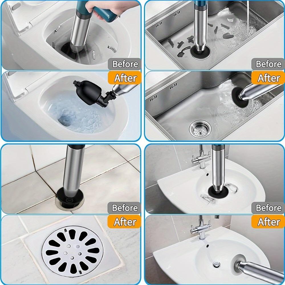 Toilet Plunger Kit, High Pressure Air Drain Cleaner, Toilet Clog Remover for Bathroom, Shower, Sink, and Bathtub, Essential Household Cleaning Tools   shock brush