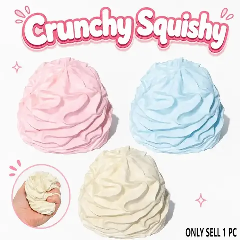 Crunchy Squishy Cream Roll Cake Fidget Toy, Handmade Portable Squeeze Toy for Stress Relief & Anxiety Management, Squishies Stress Relief
