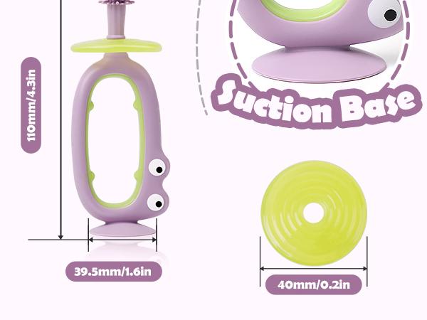 360° Baby Toothbrush with Suction Base,Toddler 12 Months up,Infant Oral Cleaner, Baby Tongue Cleaner,Food-Grade Silicone,Adjustable Safety Shield Toothbrushing Cleaning