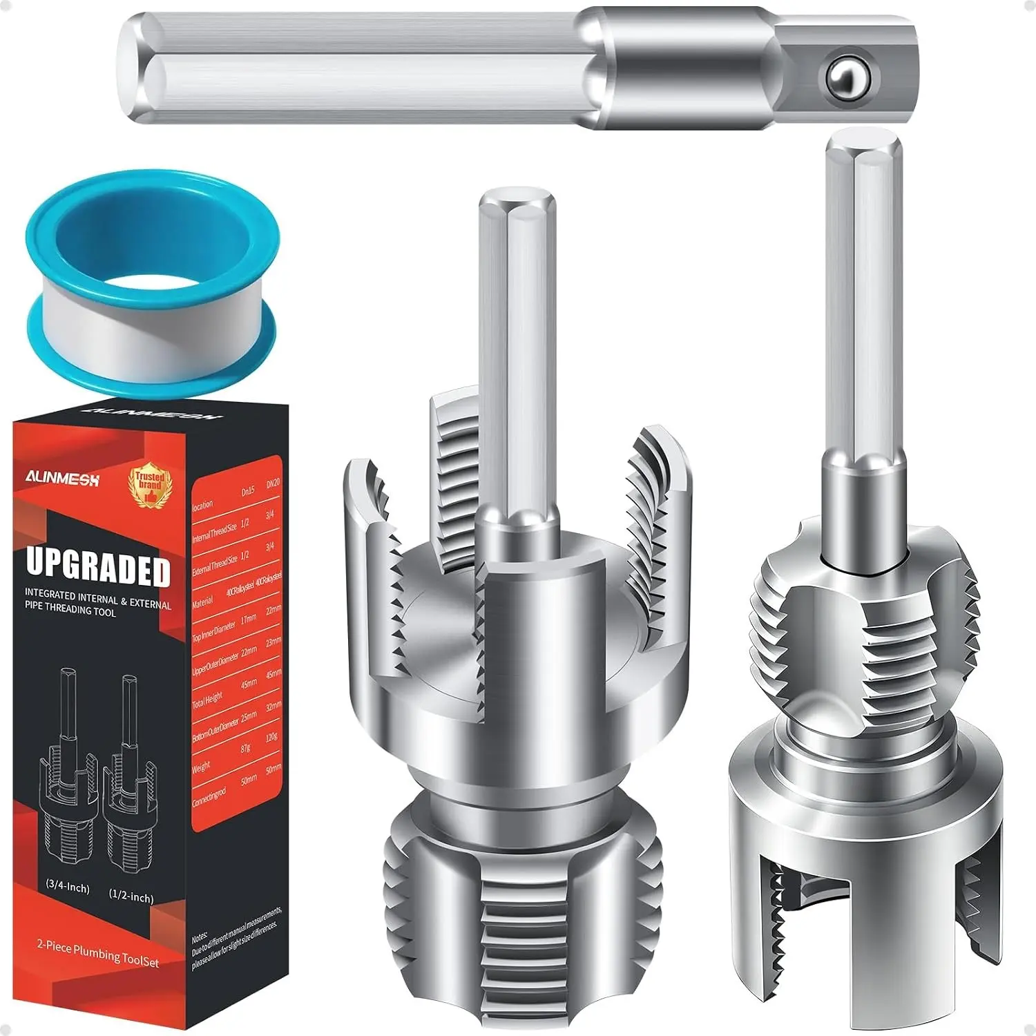 PVC Pipe Threader for Drill - 2PCS 1/2" 3/4" Threading Tool