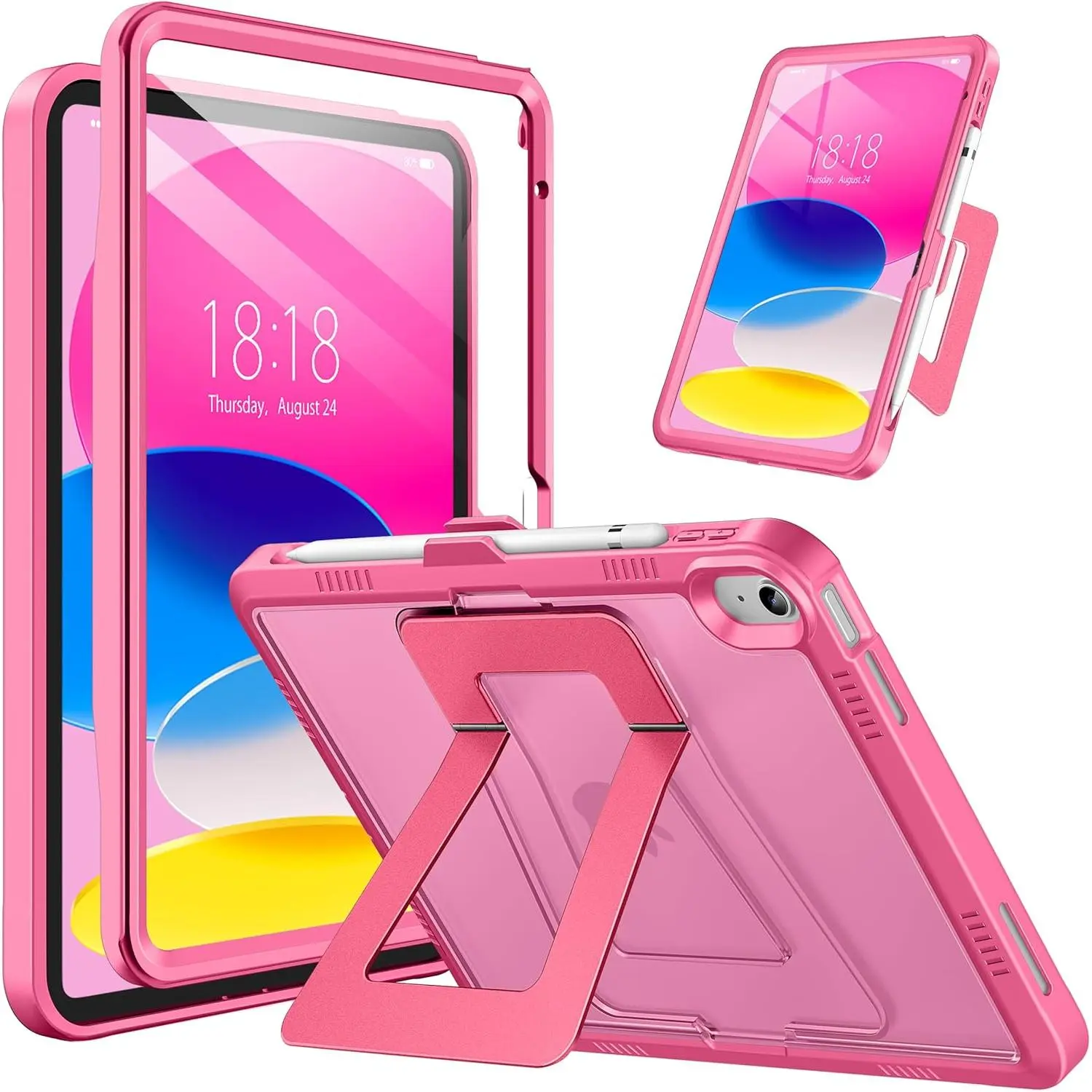 Table Accessories Shockproof Protective Cover for 11th Gen iPad (A16) 11in 2025 & 10th Gen iPad 2022 with Adjustable Kickstand, Built-in Screen Protector & Translucent Design, Tablet