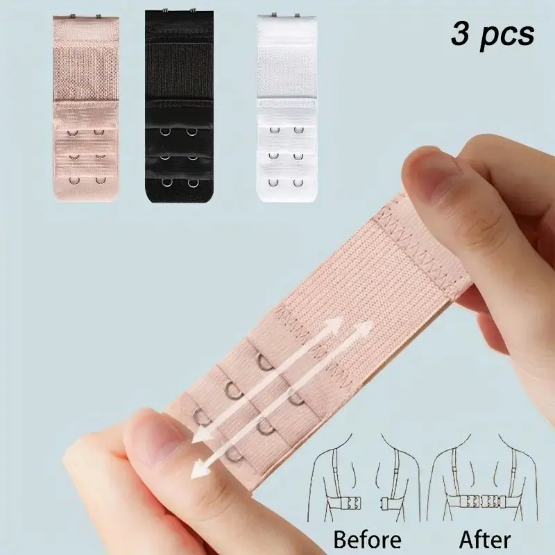 3-Pack Comfortable Elastic Adjustable Straps Bra Strap Extenders, Adjustable Hooks for Women's Underwear Accessories, Bra Extender for Better Fit